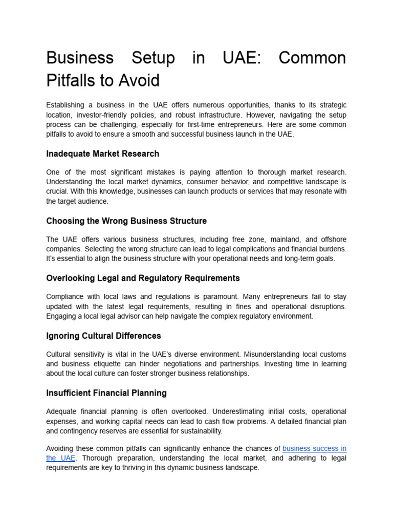 UAE Business Setup Avoid Pitfalls PDF