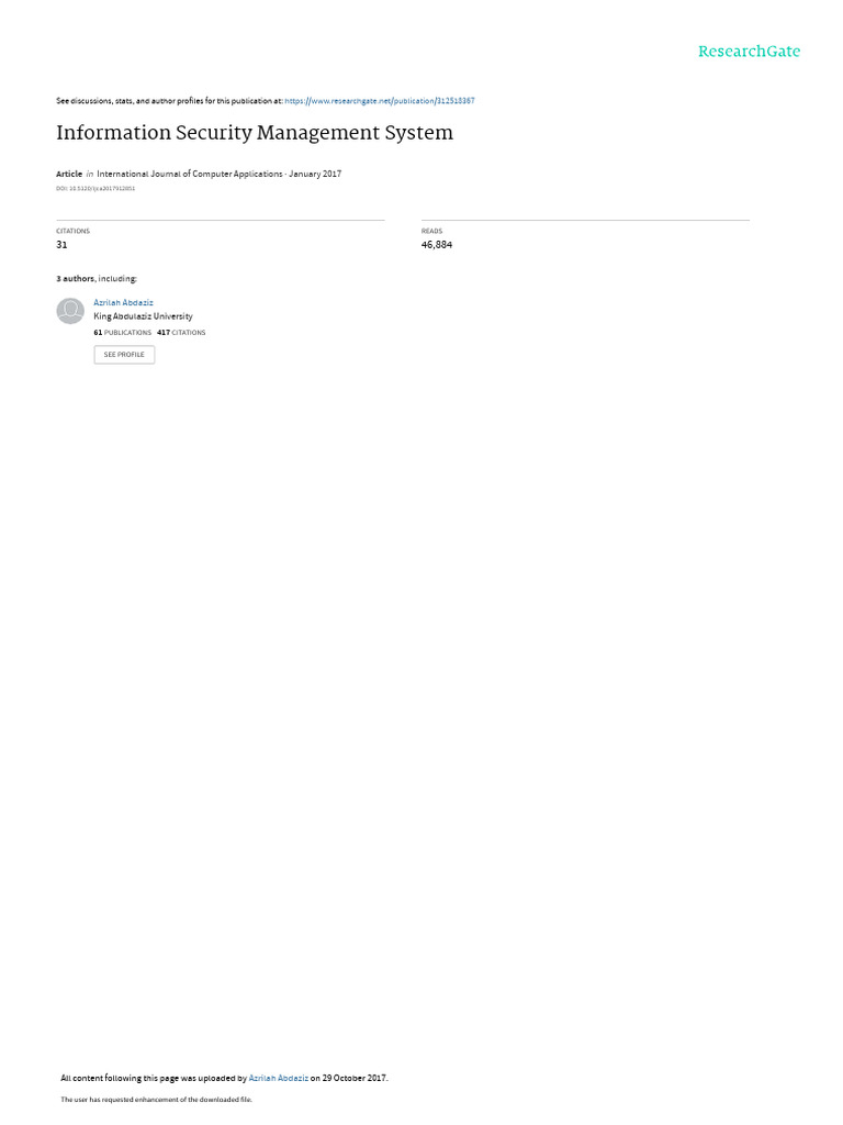 Information Security Management System Overview | PDF | Information ...