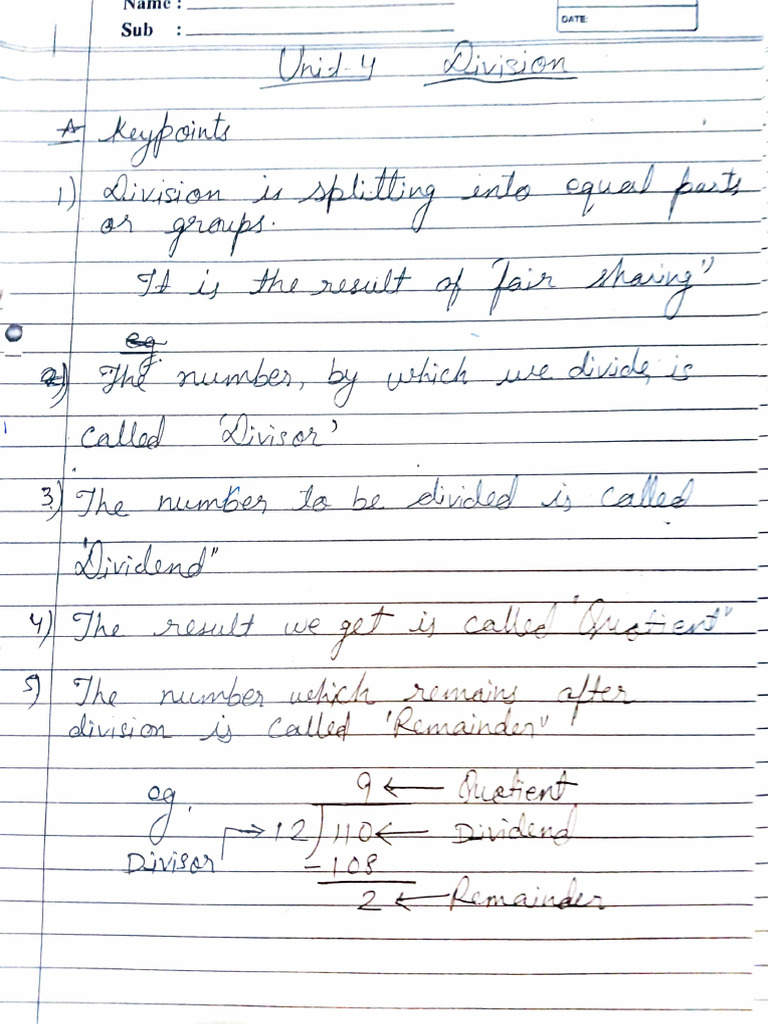 CH 4 Division Notes Part 1 | PDF