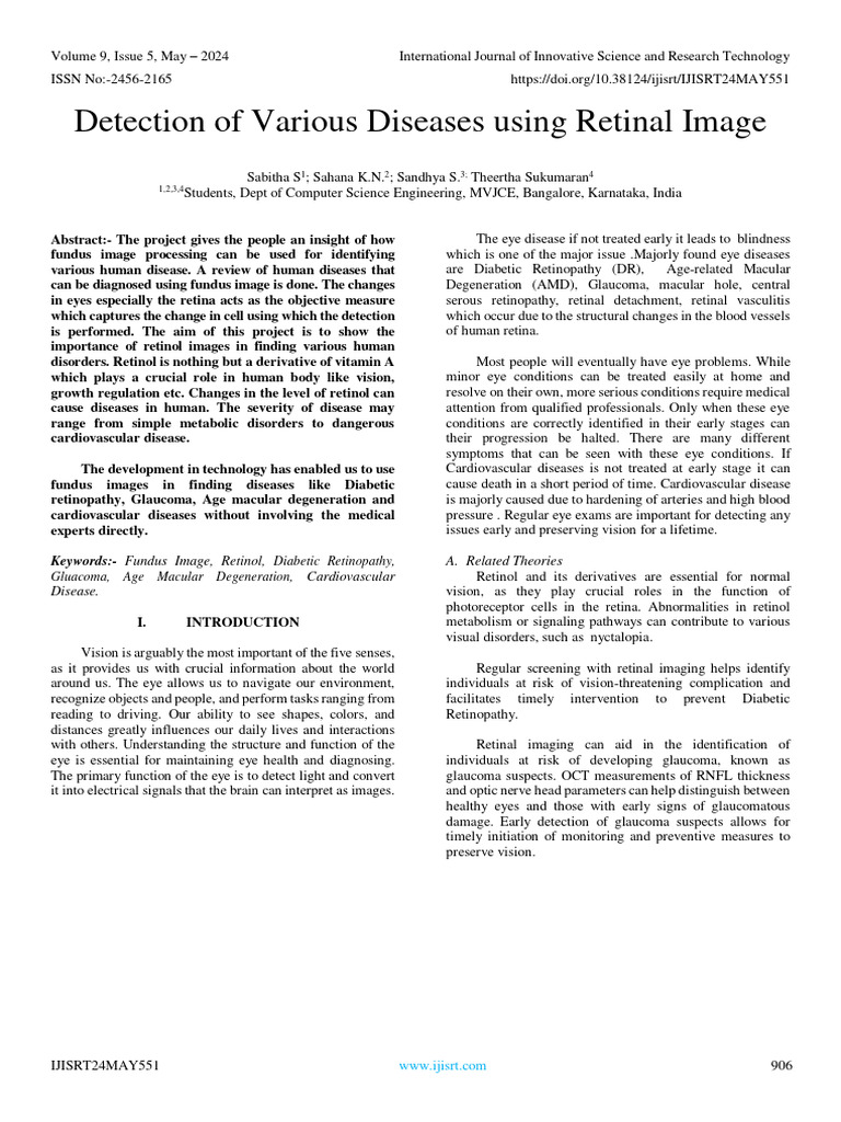 Retinal Imaging for Disease Detection | PDF | Retina | Vision