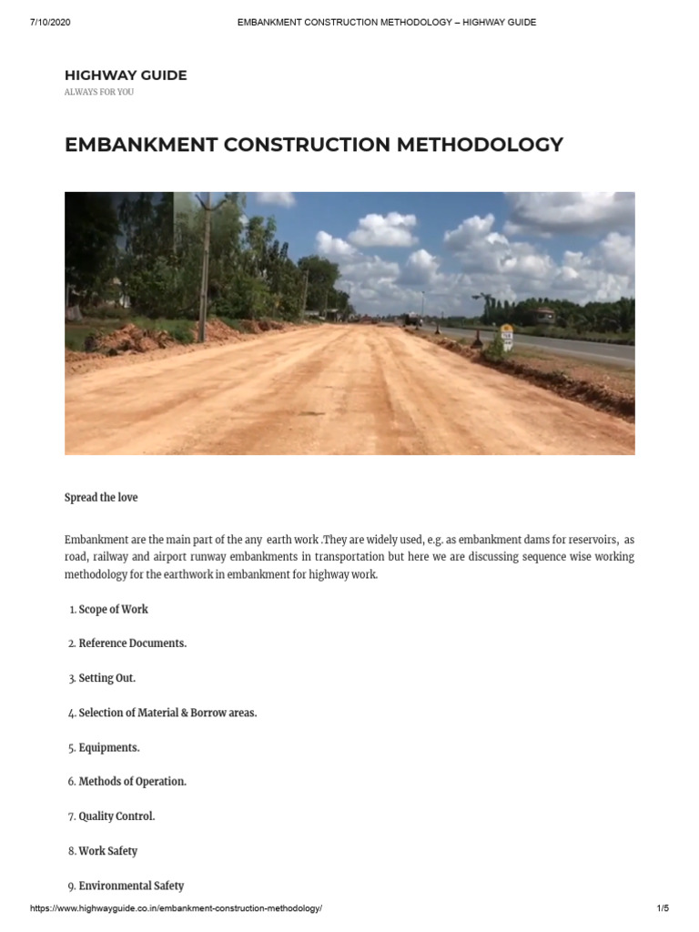 Embankment Construction Guide | PDF | Road | Soil