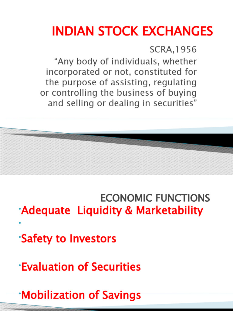 Indian Stock Exchange Development Overview | PDF | Stocks | Securities ...