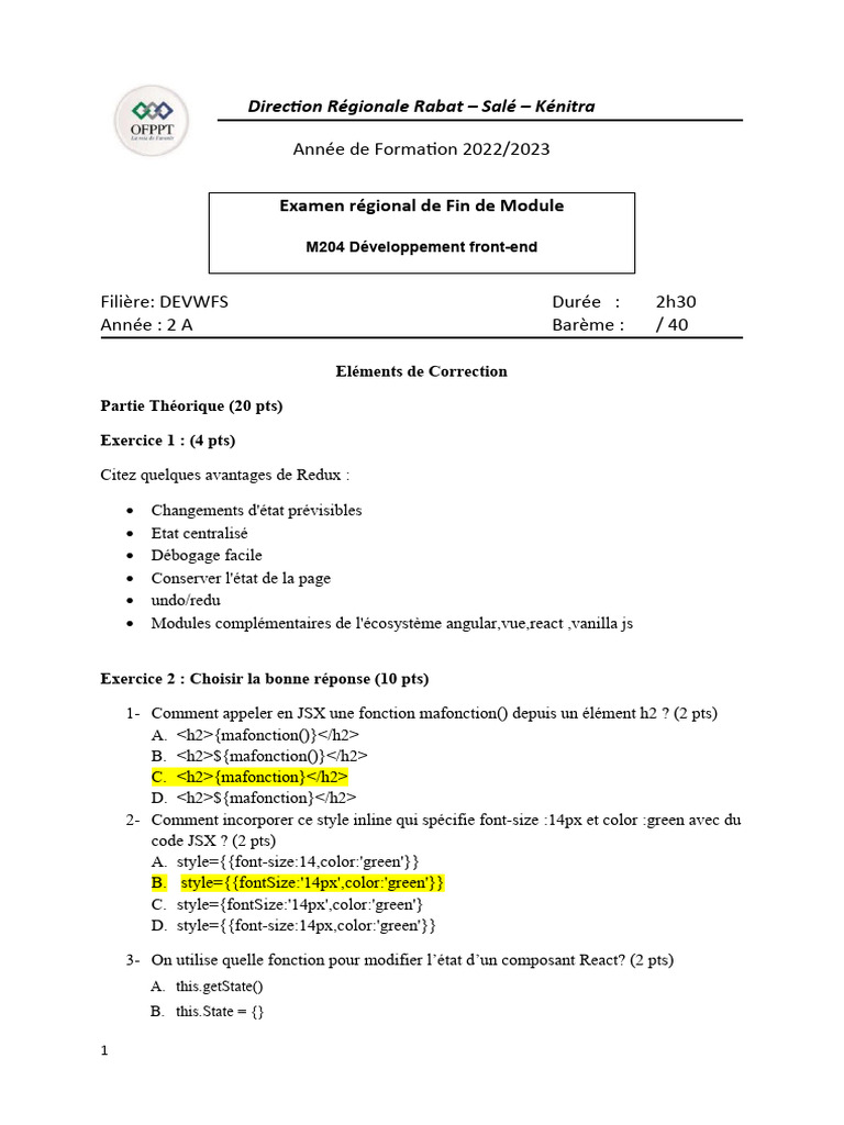 Examen M204 Développement Front-end | PDF | Développement de logiciel ...