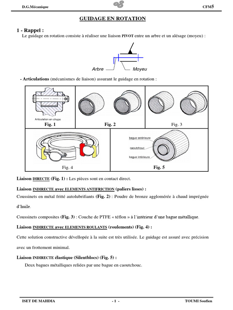 1 Cours Guidage en Rotation | PDF | Friction | Biens manufacturés