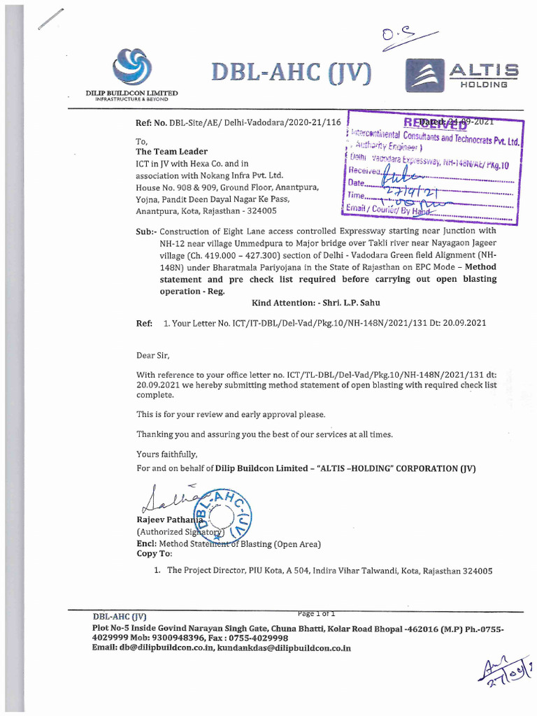 Blasting(Method Statement) PDF