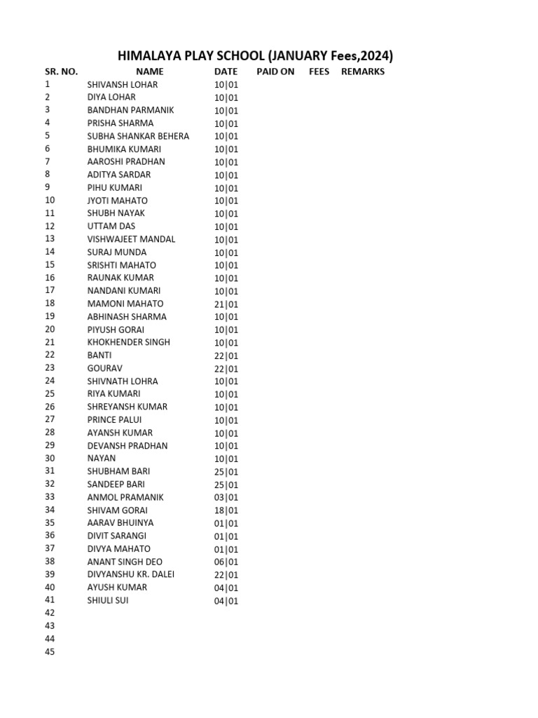School Student List PDF
