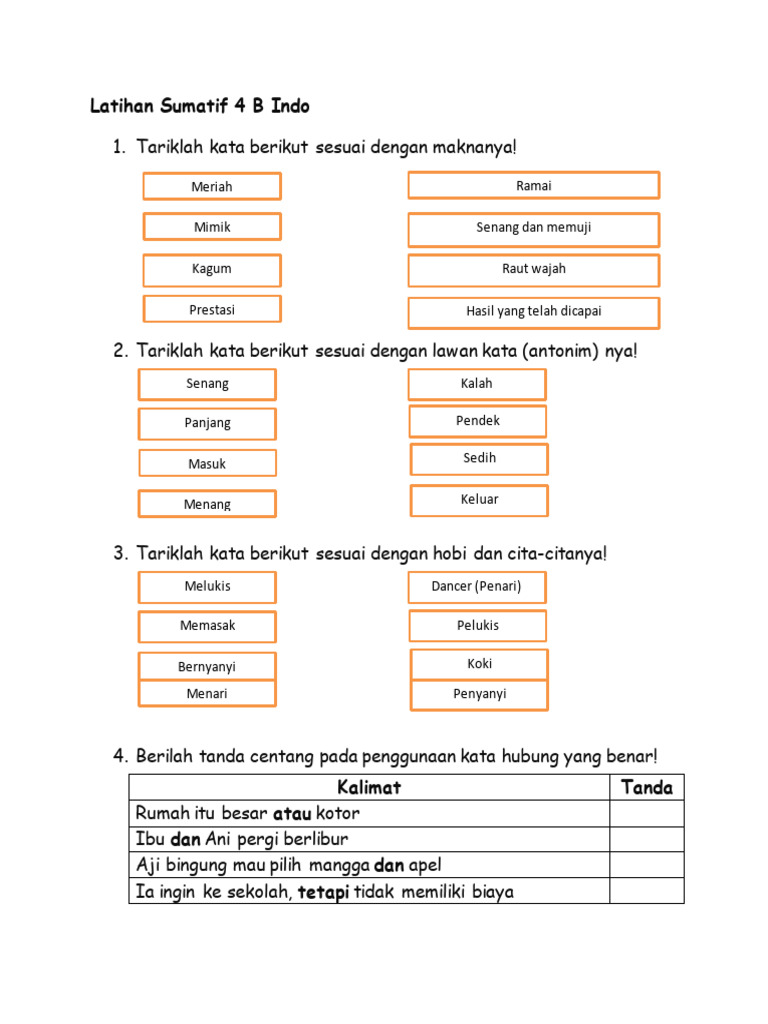 (3 Rangkap) Latihan Sumatif 4 B Indo | PDF | Seni & Disiplin Bahasa
