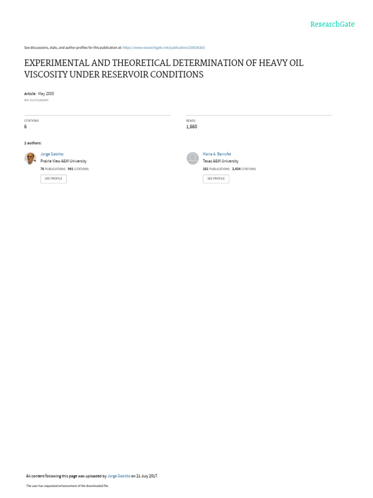 Heavy Oil Viscosity Under Reservoir Conditions | PDF | Distillation ...