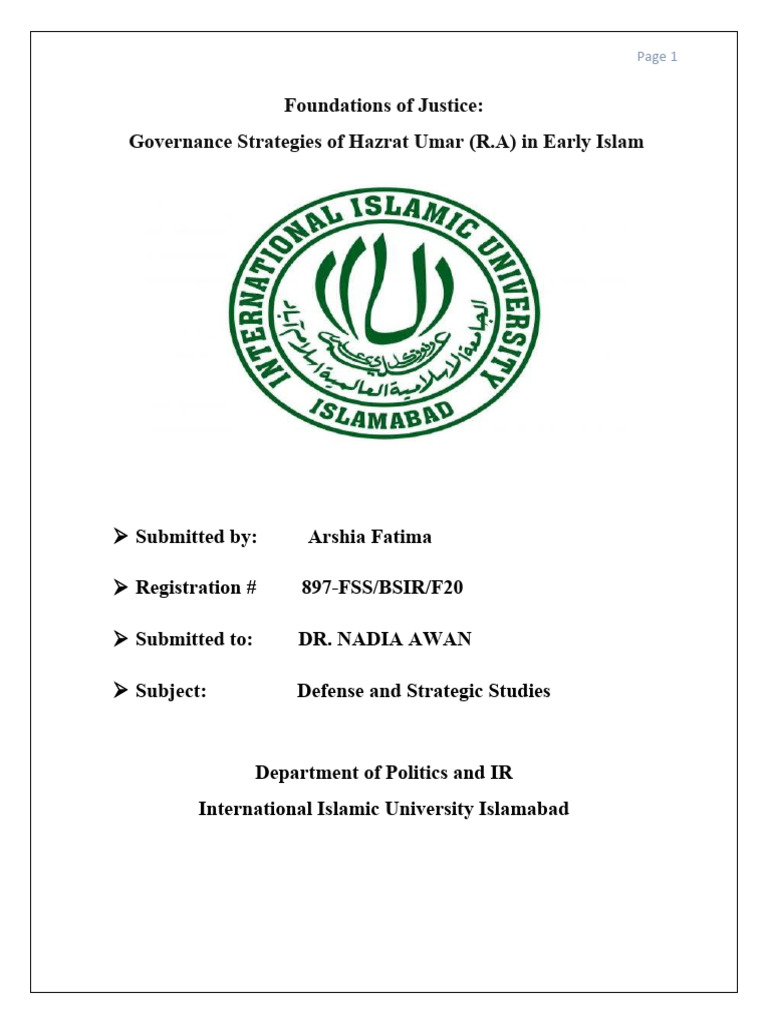 Governance Reforms of Hazrat Umar RA | PDF | Umar | Methodology