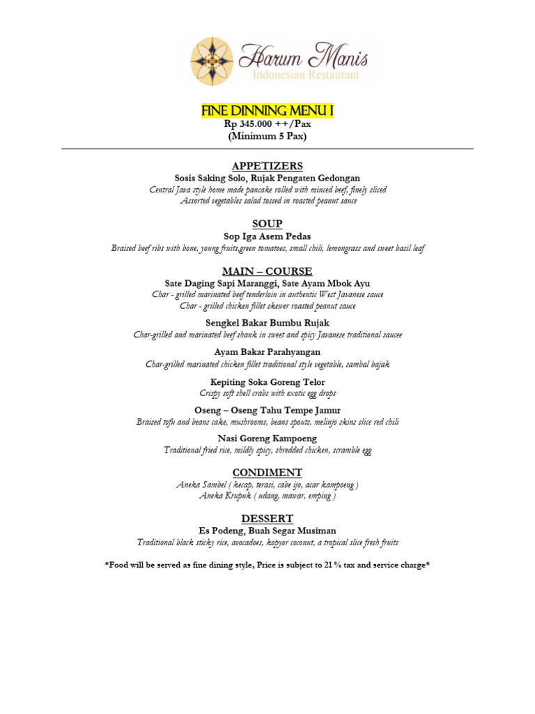 HM - Fine Dining Menu | PDF | Food And Drink | Cooking