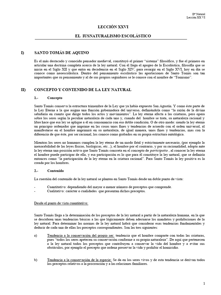 Lección 26 | PDF | Tomás de Aquino | La Ley natural