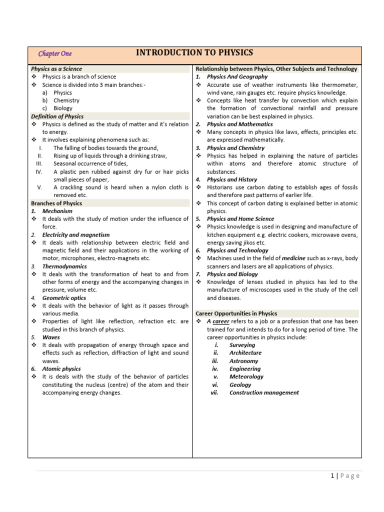 Notes 1 | PDF | Physics | Area