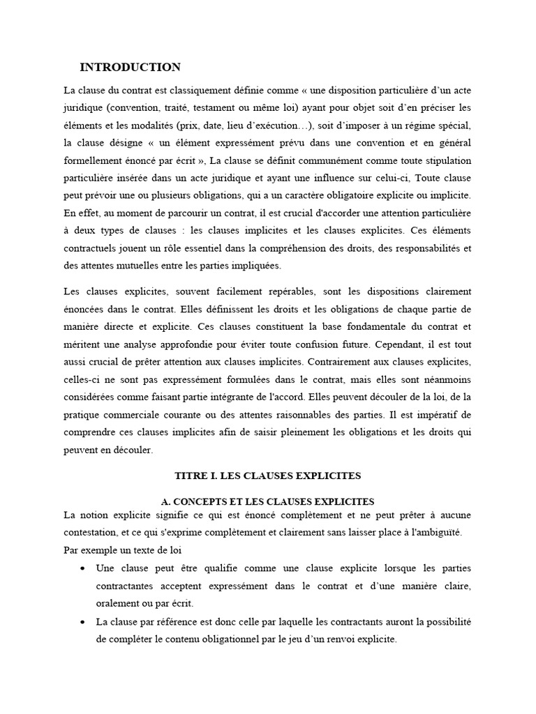 Clauses explicites et implicites en contrat | PDF | Loi | Justice