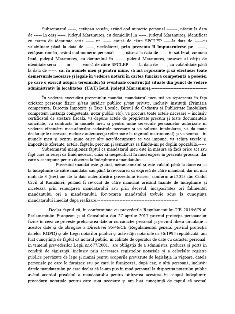 Model Procura Posesie | PDF