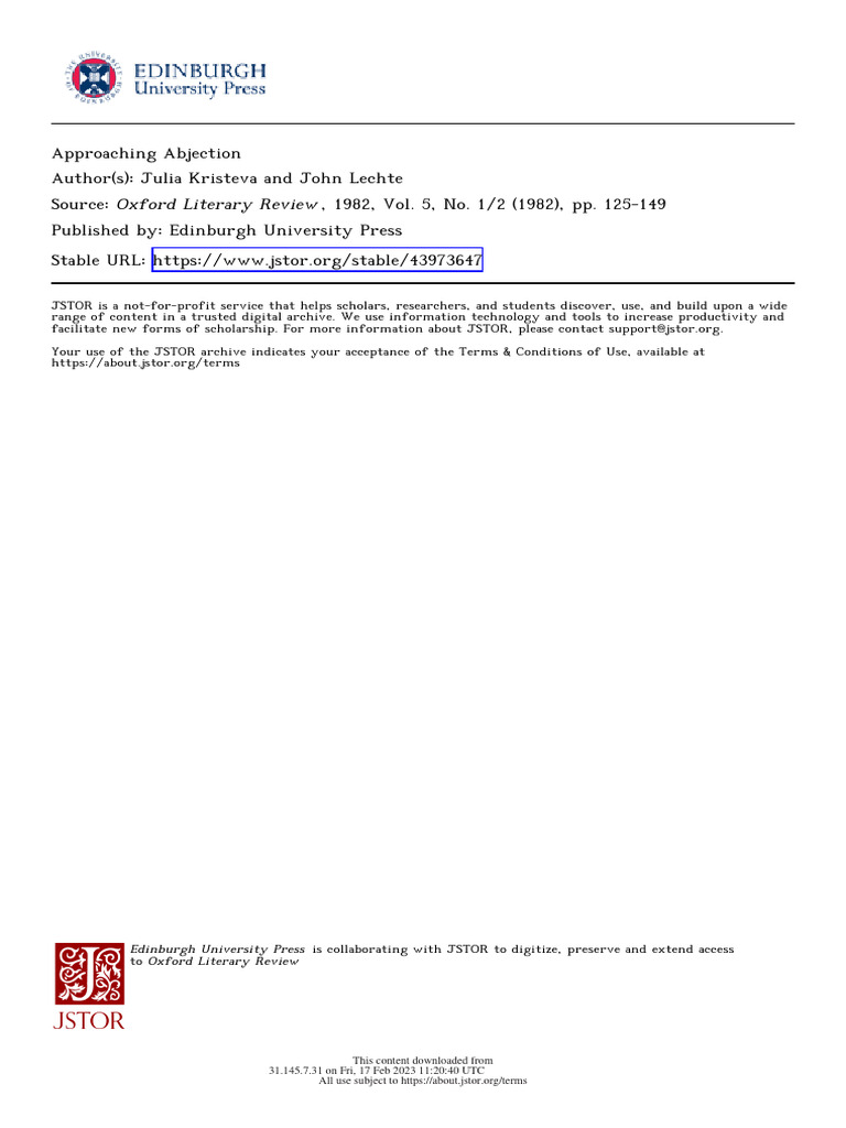Understanding Kristeva's Abjection Theory | PDF | Philosophy