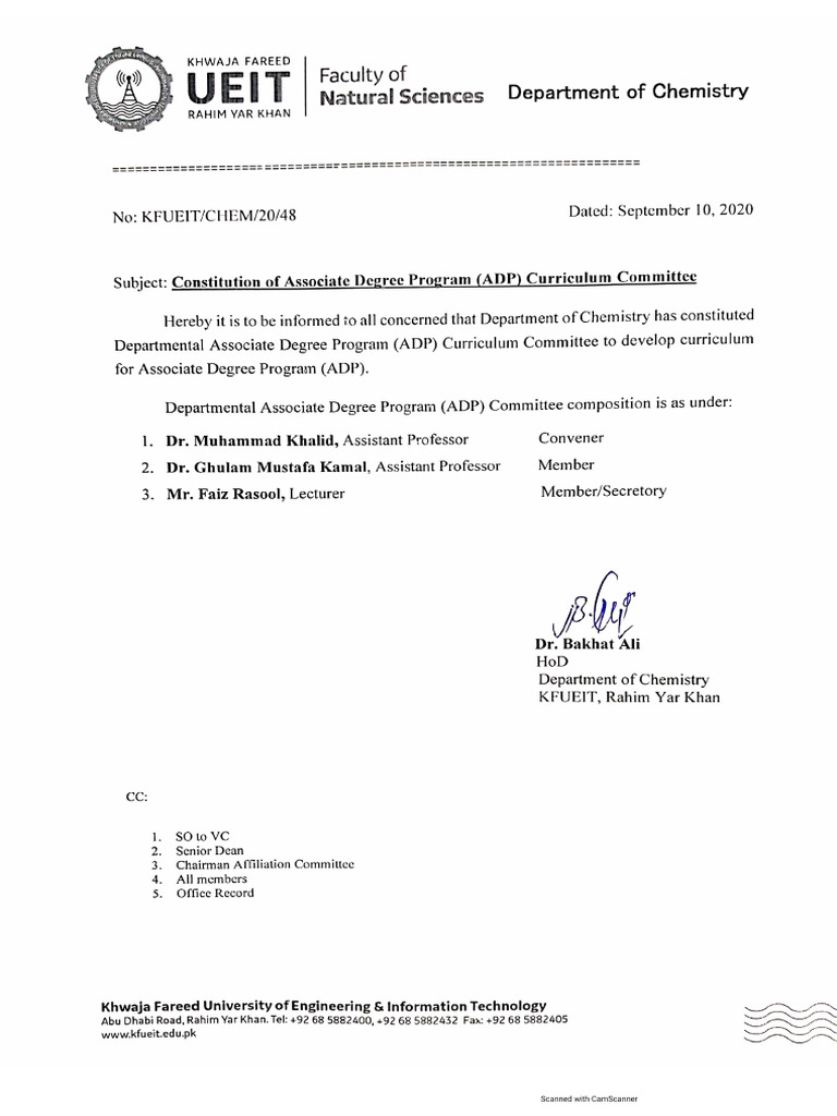 Constitution of Associate Degree Program (ADP) Curriculum Committee | PDF