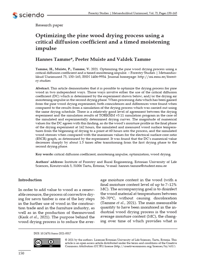 Optimizing Pine Wood Drying Process | PDF | Diffusion | Wood