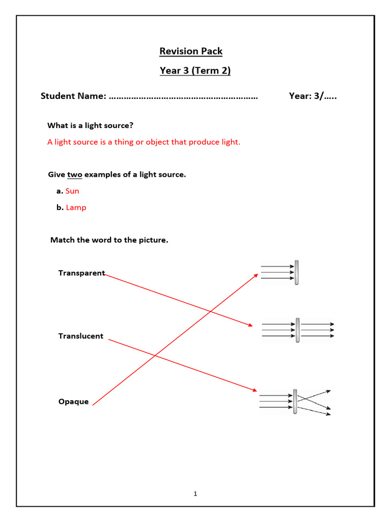 Year 3 Term 2 Science Revision Pack | PDF | Force | Frog