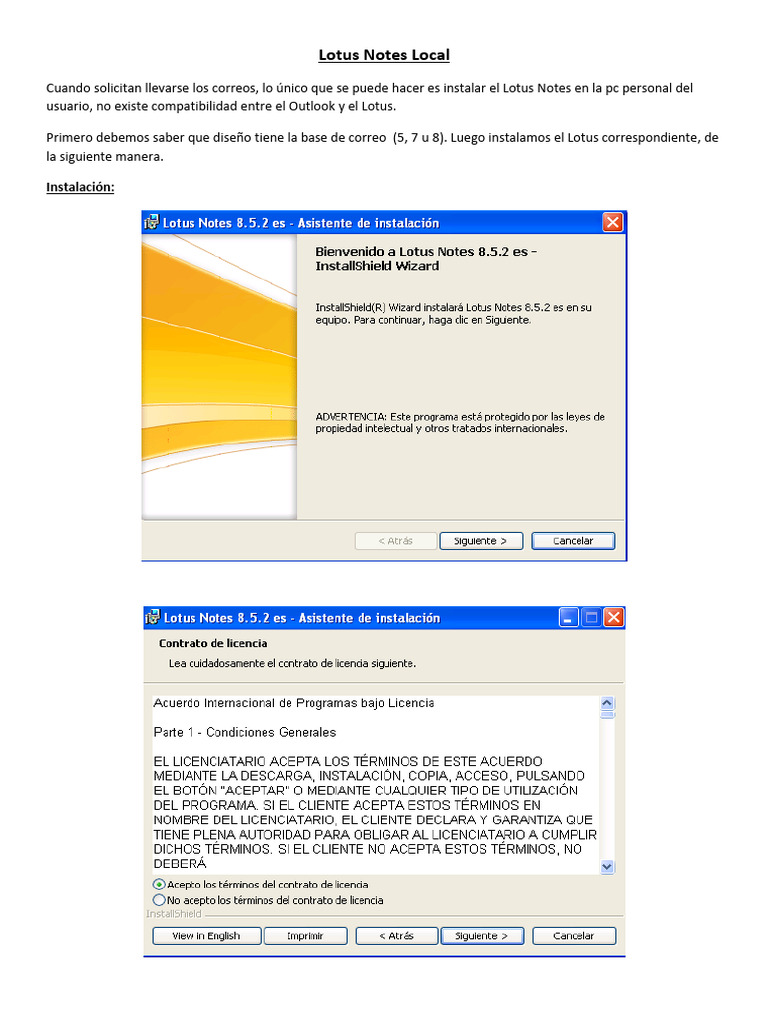Instalación de Lotus Notes Local | PDF