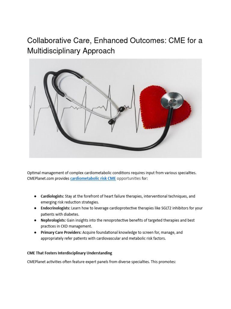 Collaborative Care, Enhanced Outcomes CME For A Multidisciplinary ...