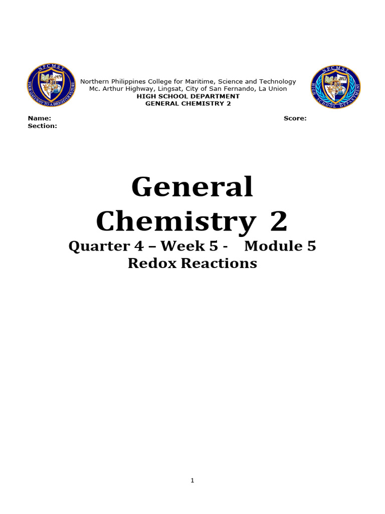 Redox Reactions in Chemistry Module | PDF | Redox | Chemical Reactions
