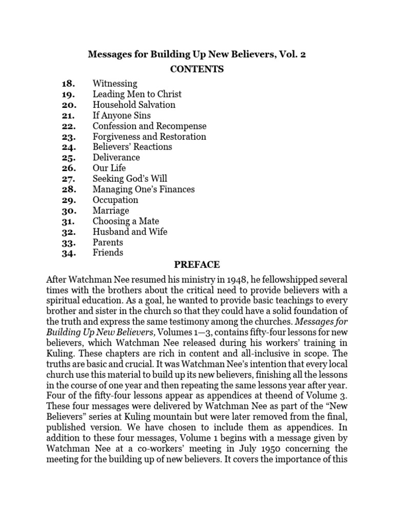 Messages For Building Up New Believers Vol 2 Pdf Jesus Prayer