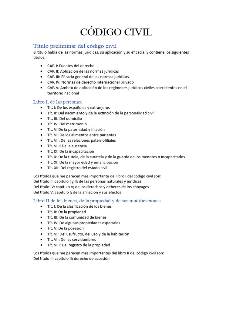 Código Civil Español Completo PDF | PDF | Derecho privado | Derecho ...