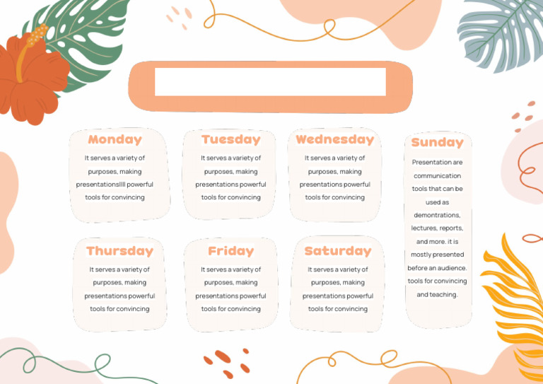Weekly Schedule: Monday Tuesday Wednesday Sunday | PDF