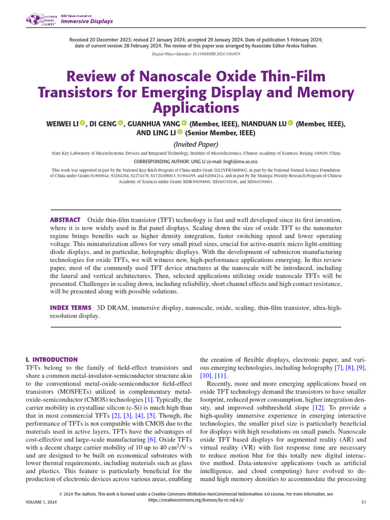 Review of Nanoscale Oxide Thin-Film Transistors For Emerging Display ...