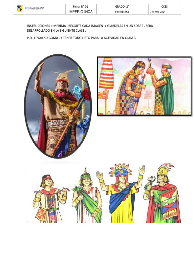 Actividad CCSS: Imperio Inca 2° Grado | PDF | Historia
