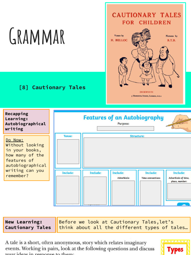 Cautionary Tales Autobiographical Writing PDF Part Of Speech