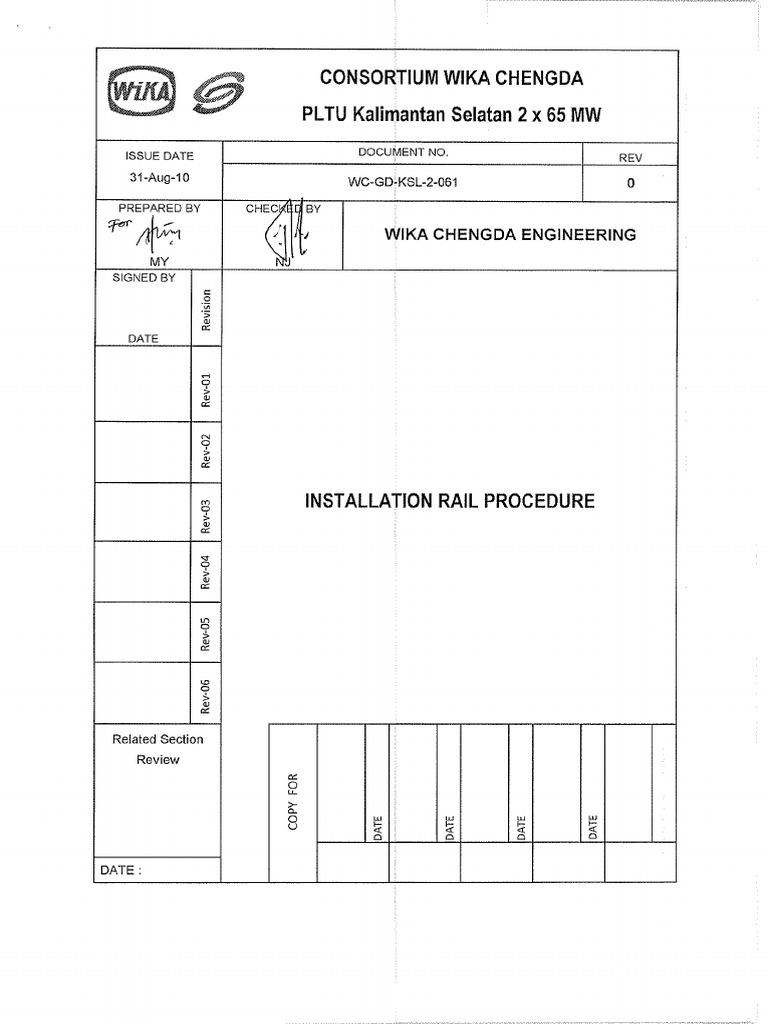 Installation Rail Procedure Pdf