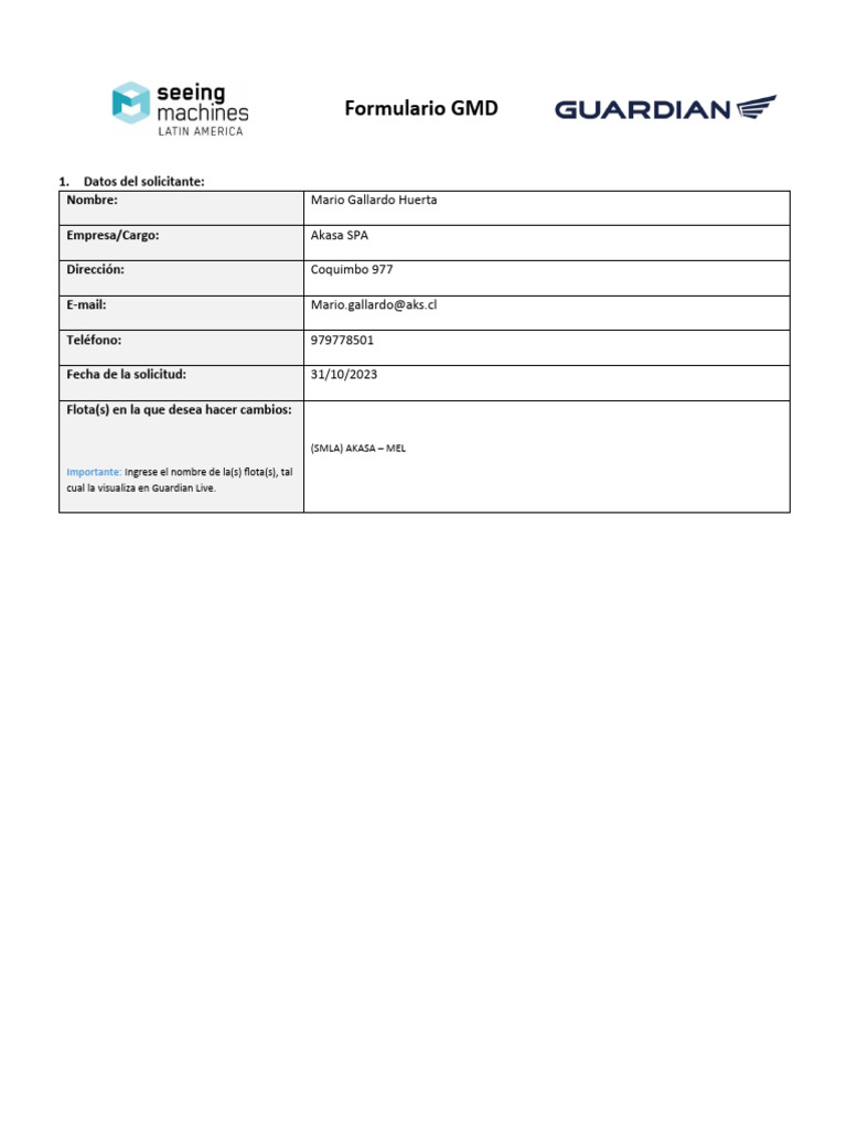 Formulario GMD para Flota AKASA-MEL | PDF | Software | Informática