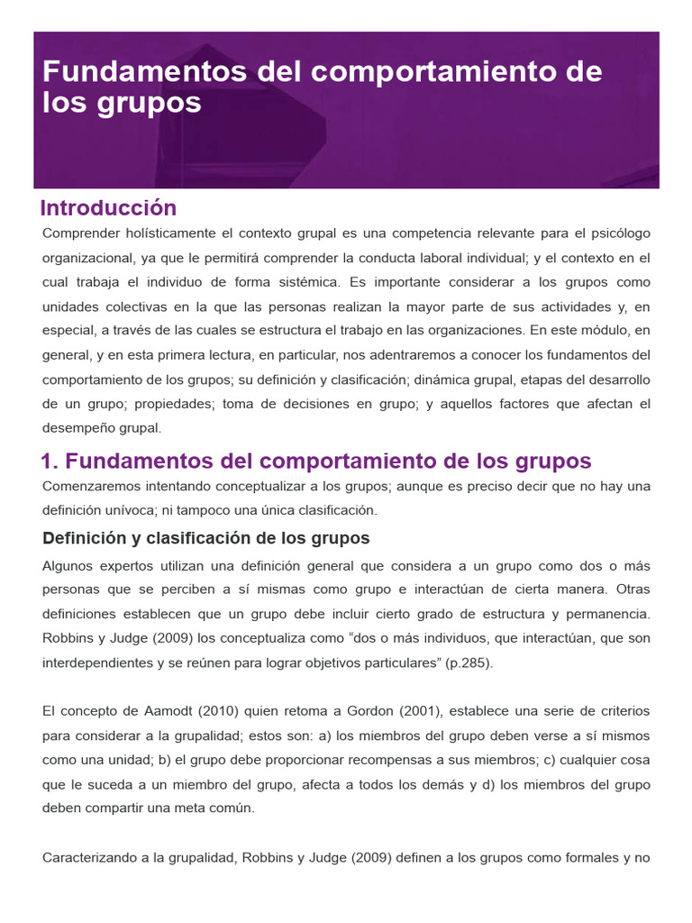 Fundamentos Del Comportamiento de Los Grupos: Introducción | PDF | Toma ...