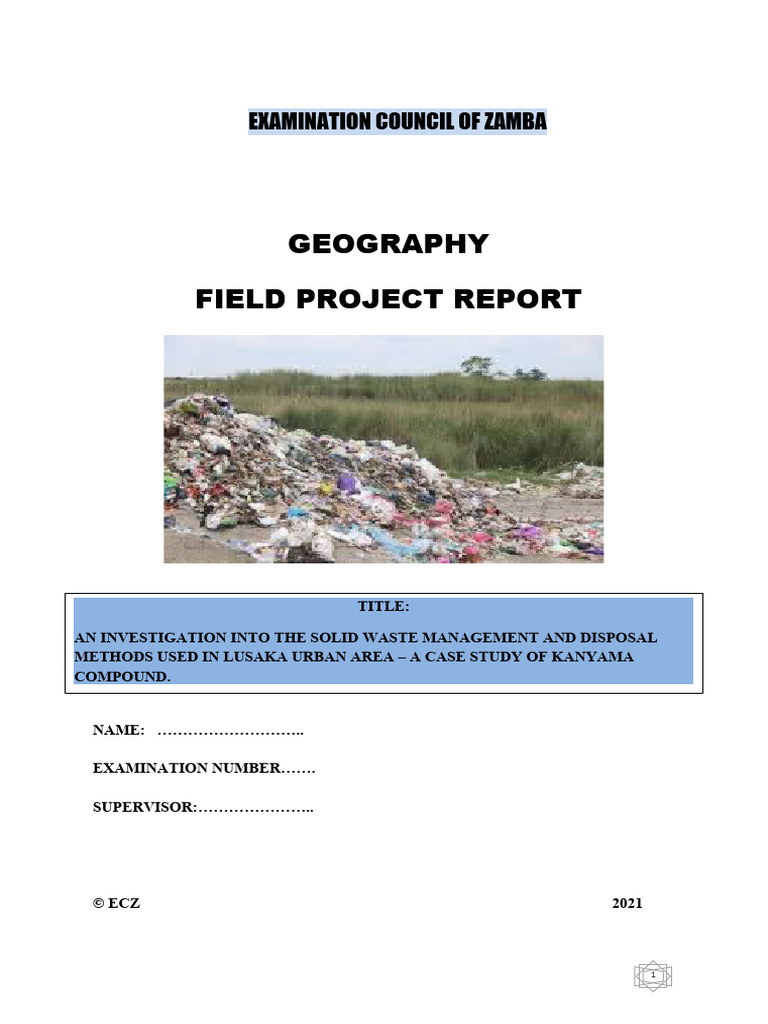 Field Project Waste Management In Lusaka Compound Kanyama PDF 