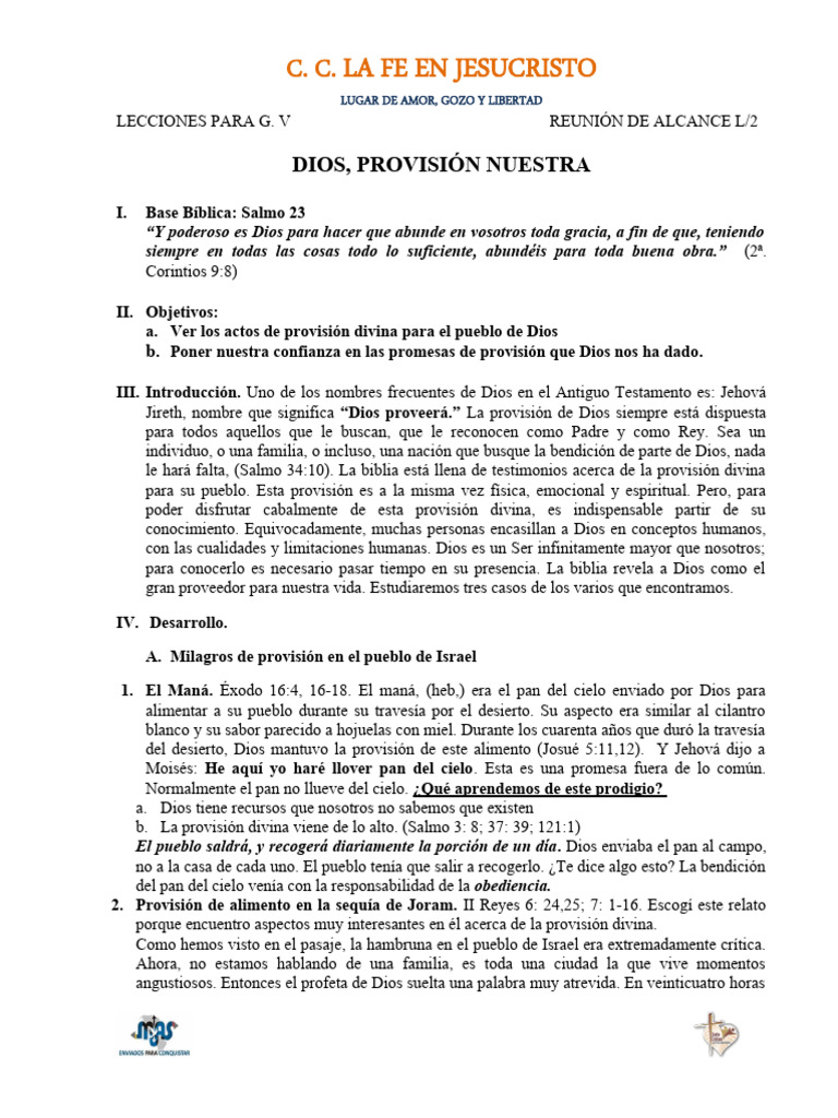 Provisión Divina: Lecciones de Fe | PDF | Divinidad | Jesús