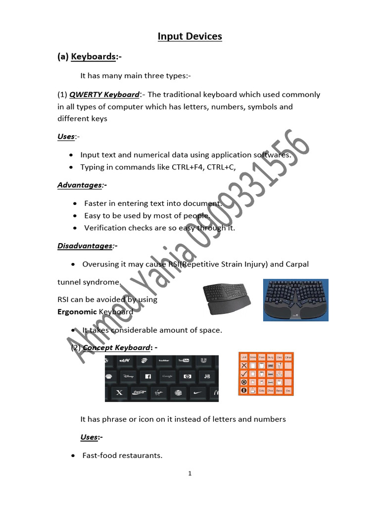 Input Devices and Their Uses | PDF | Image Scanner | Computer Keyboard