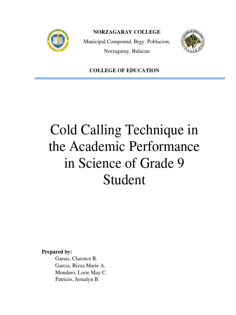 Cold Calling's Impact on Grade 9 Science | PDF | Survey Methodology ...