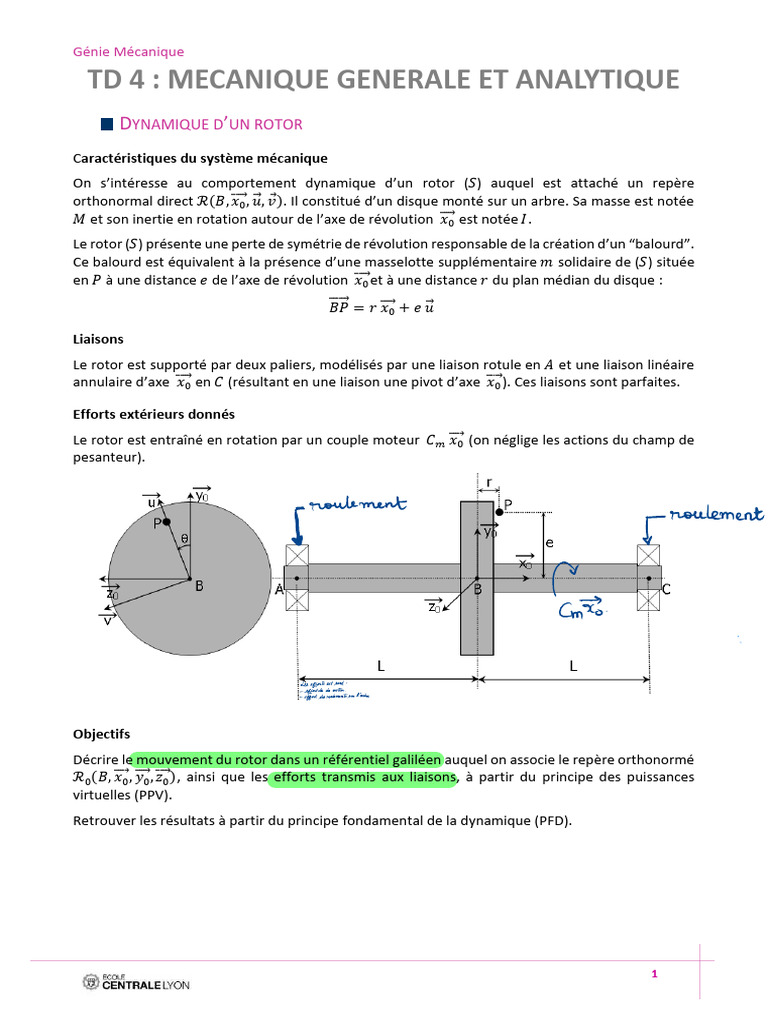 Dynamique d'un rotor et balourd mécanique | PDF | Lois du mouvement de ...