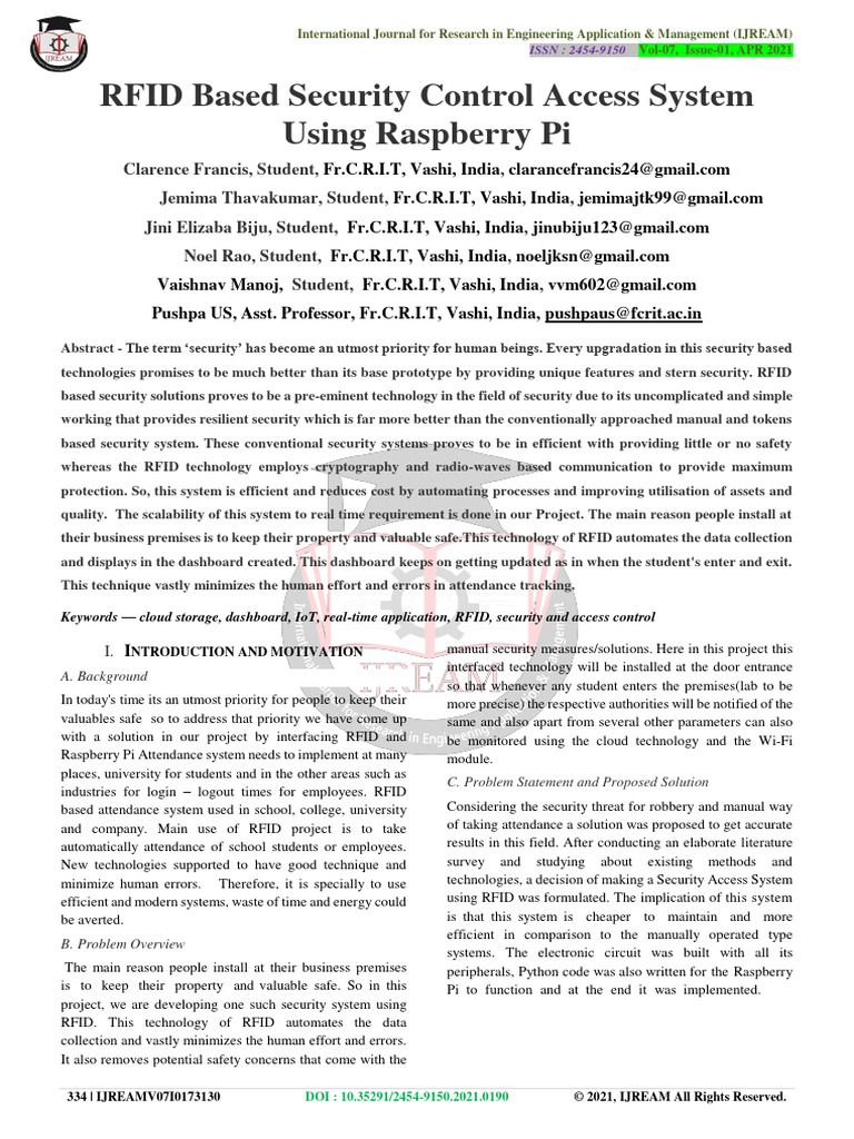 IJREAMV07I0173130 | PDF | Radio Frequency Identification | Python ...
