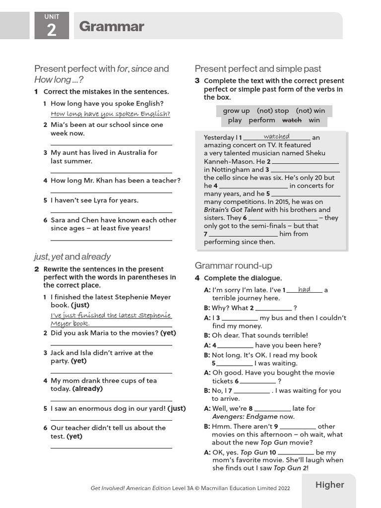 Present Perfect Grammar Exercises | PDF | Language Mechanics | Grammar