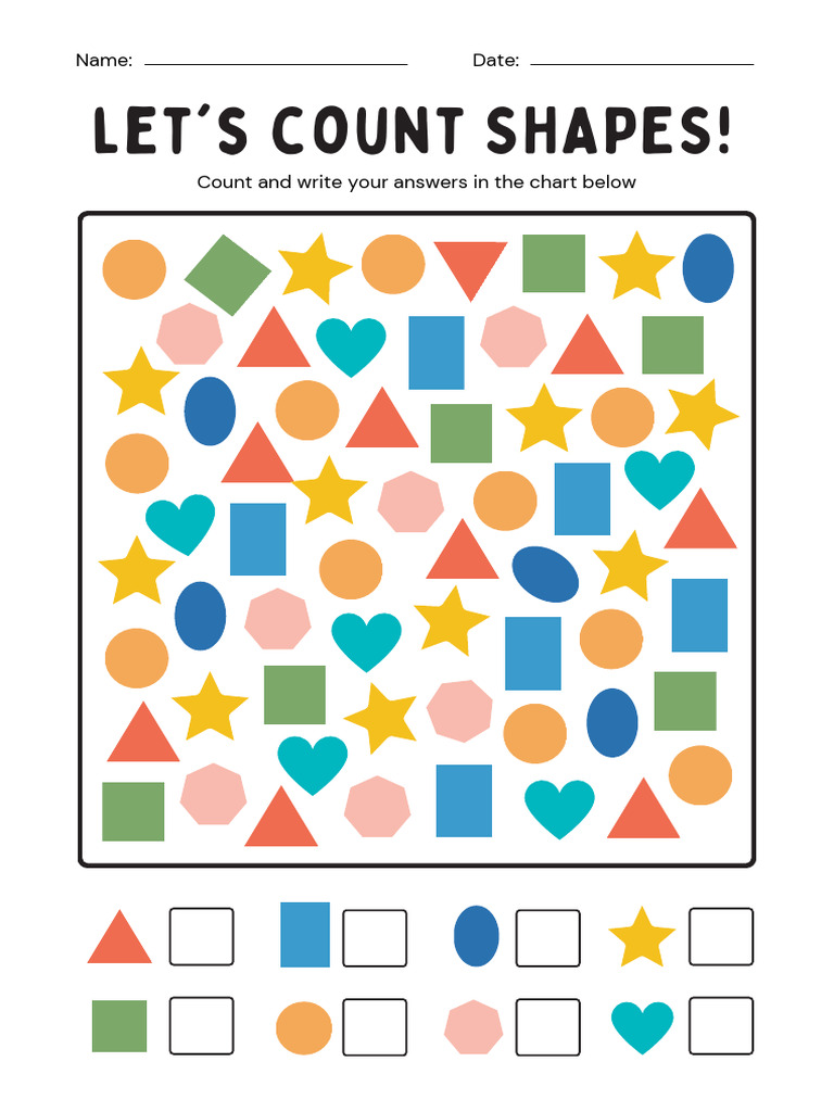 White Colorful Let's Count Shapes Worksheet | PDF | Teaching Methods ...