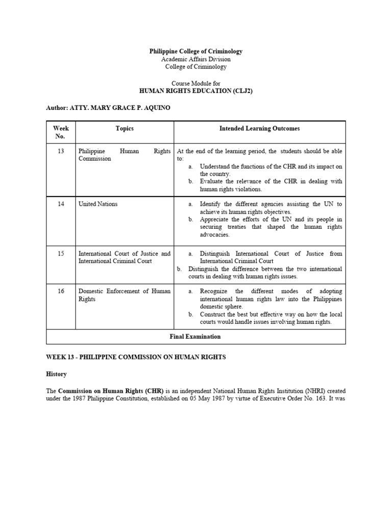 Human Rights Education Course Module | PDF | International Criminal ...