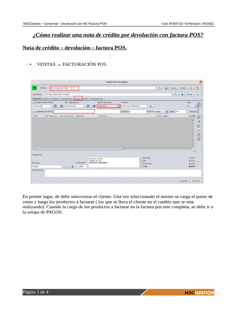 M-M3-CO-10 - Devoluciones FACTURA - Nota de Credito - Factura POS | PDF ...