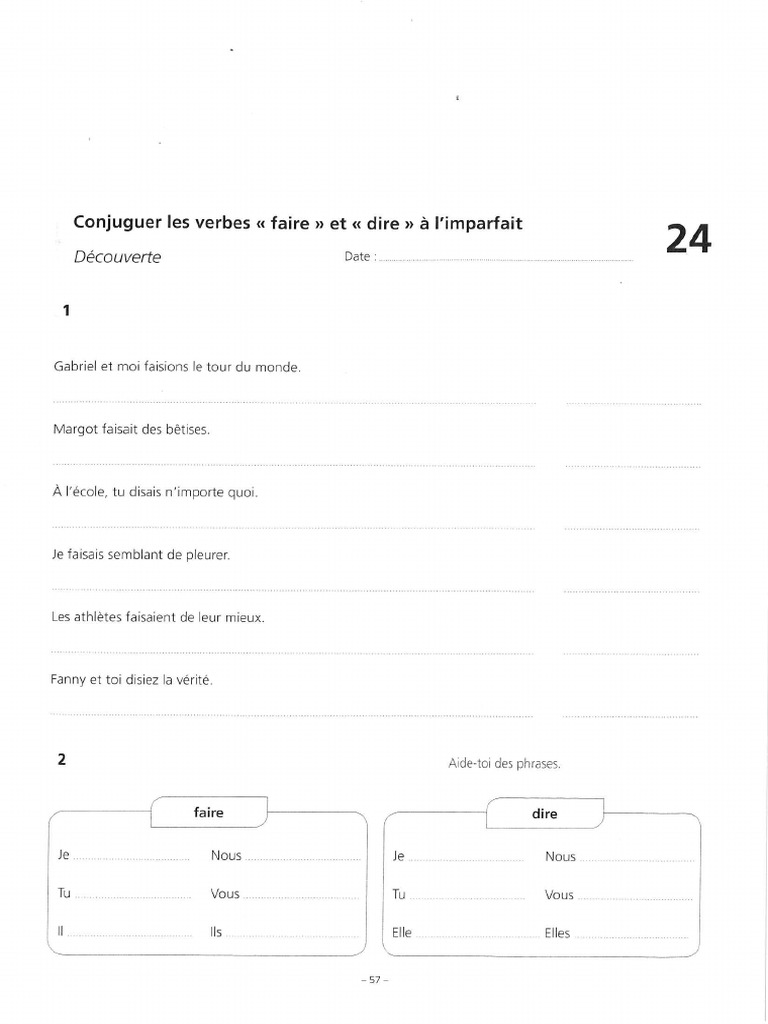 Conjuguer Les Verbes Faire Et Dire À L'imparfait | PDF