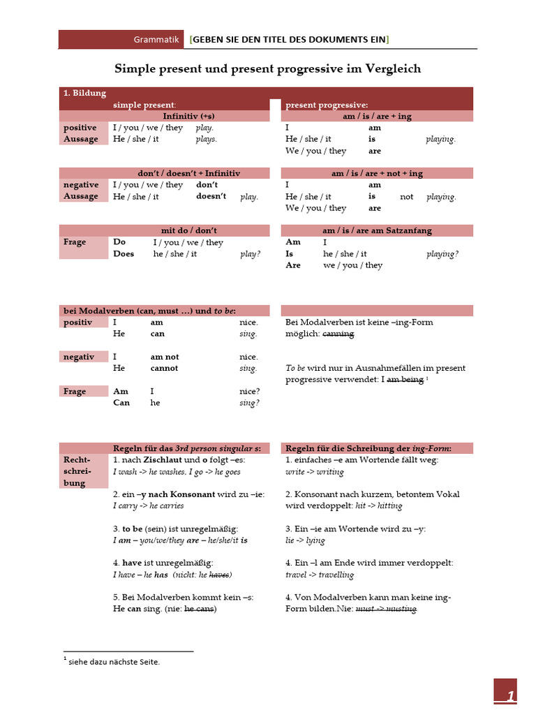 Simple Present Und Present Progressive | PDF