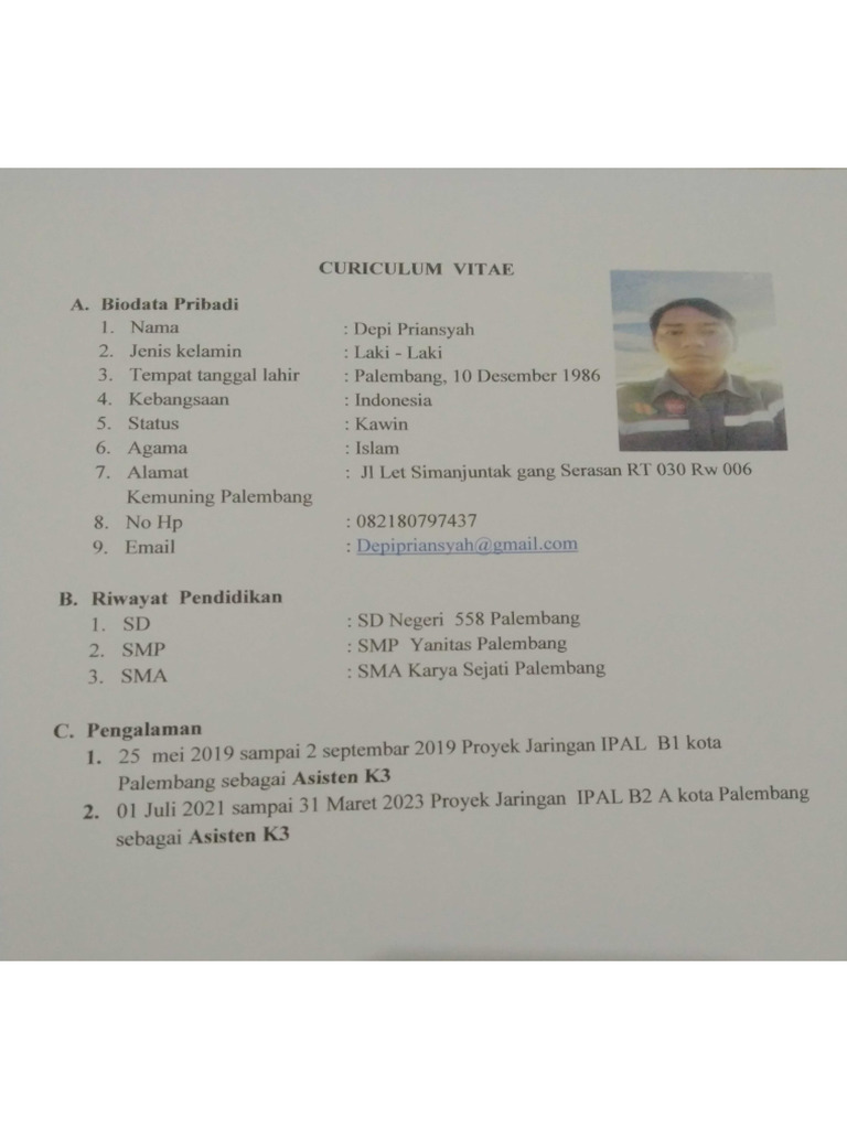CV Dan Pengalaman Kerja | PDF