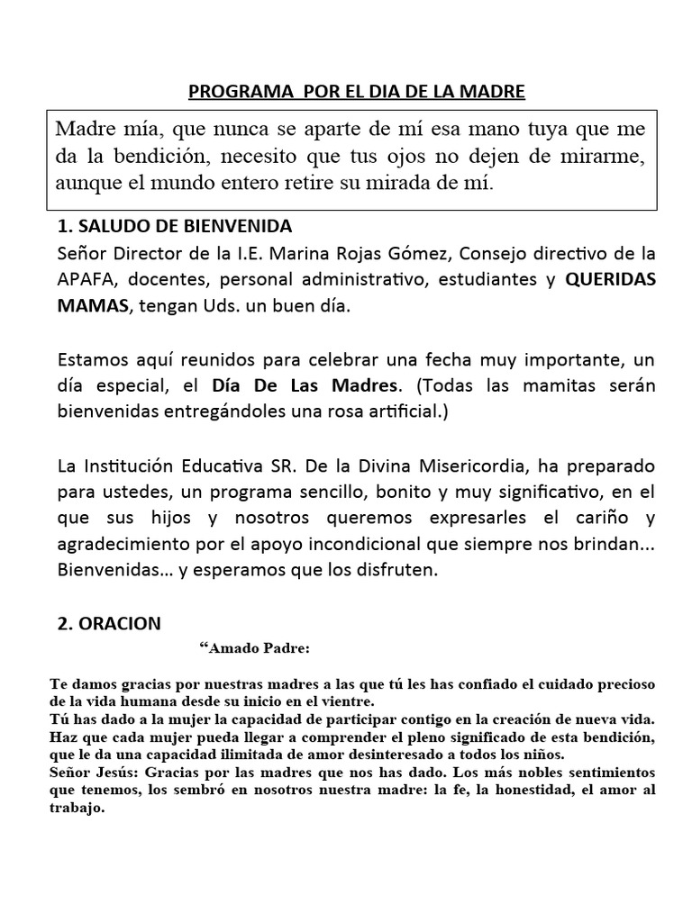 Programa Por El Dia de La Madre Terminado | PDF | Amor | Cristo (título)