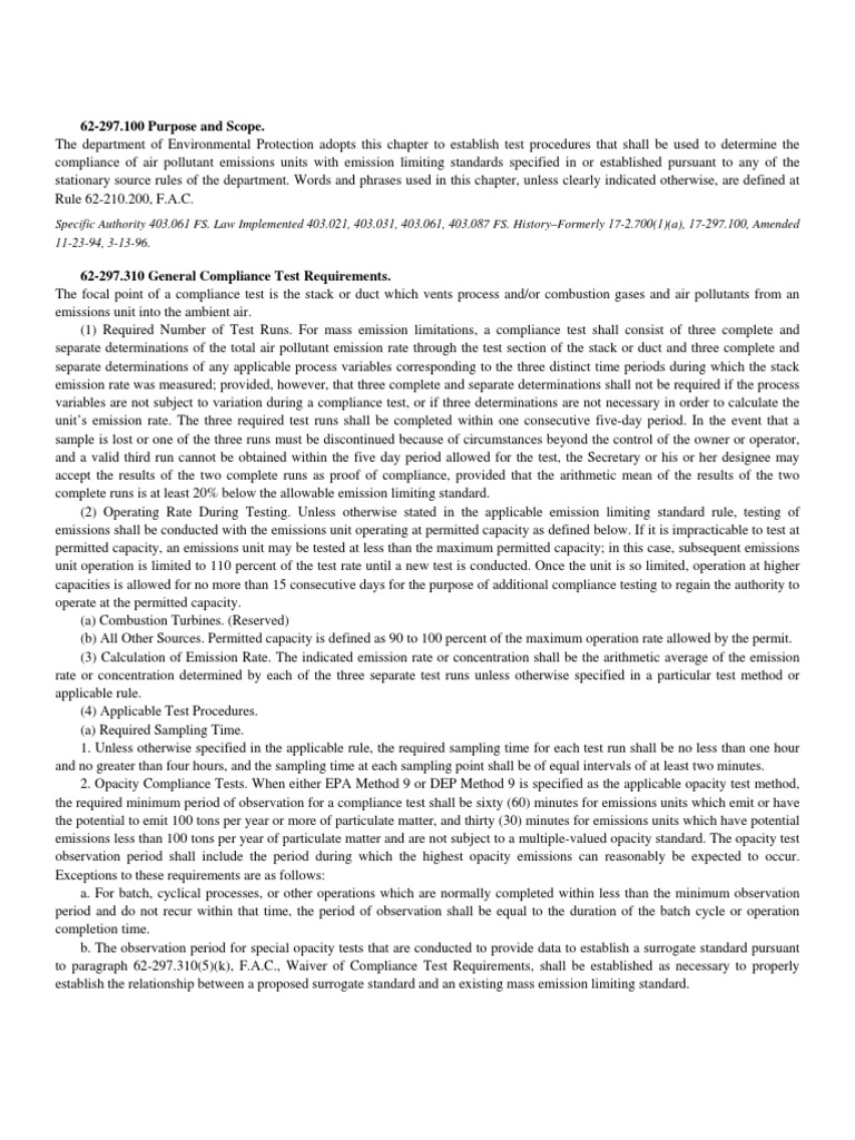 Establishing Test Procedures and Compliance Requirements for