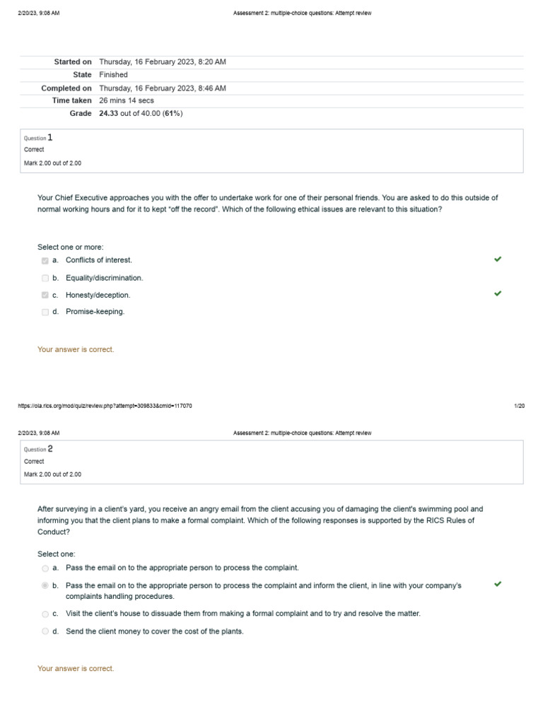 Assessment 2 Multiple Choice Questions Attempt Review 3 Pdf